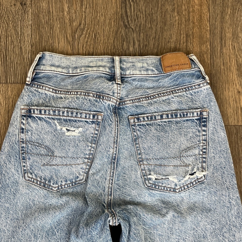 American Eagle Women Size 0 Highest Rise 90s Boyfriend Straight Leg Plaid Jeans - Picture 5 of 9